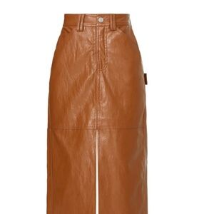 Brown Leather Midi Skirt